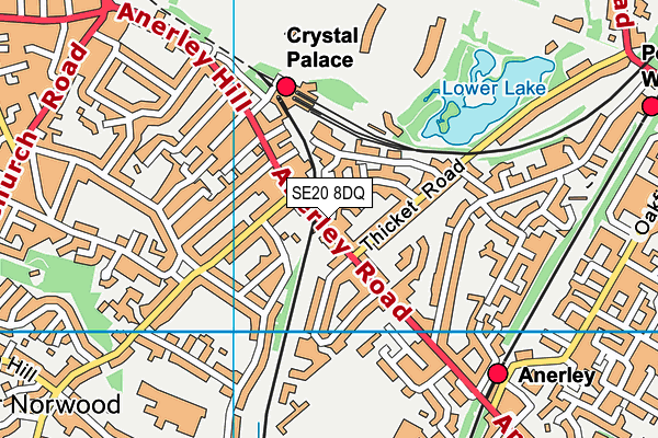 SE20 8DQ map - OS VectorMap District (Ordnance Survey)