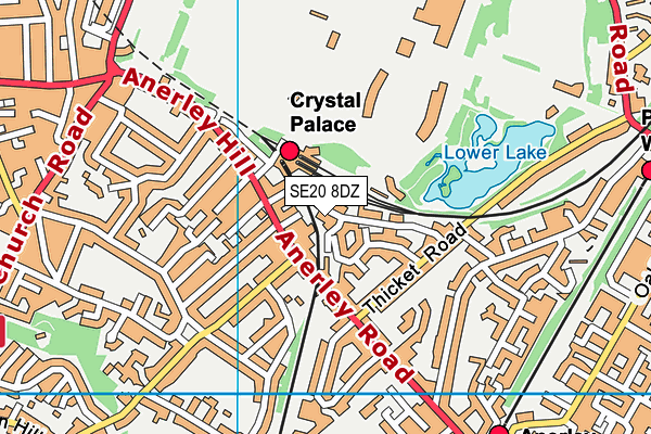 SE20 8DZ map - OS VectorMap District (Ordnance Survey)