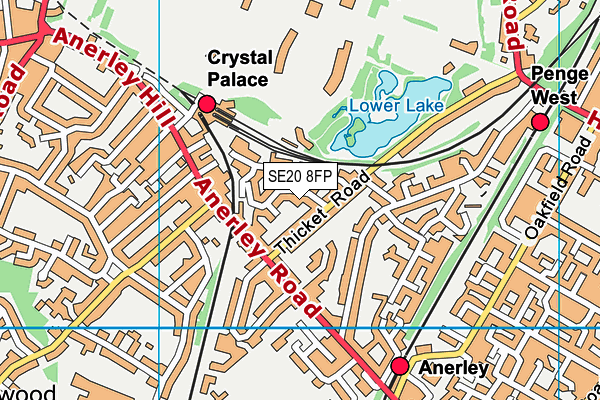 SE20 8FP map - OS VectorMap District (Ordnance Survey)