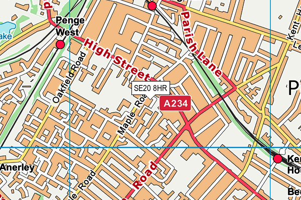 SE20 8HR map - OS VectorMap District (Ordnance Survey)