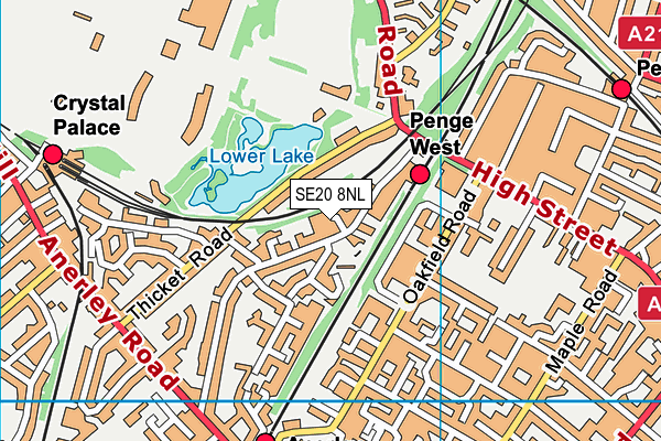 SE20 8NL map - OS VectorMap District (Ordnance Survey)