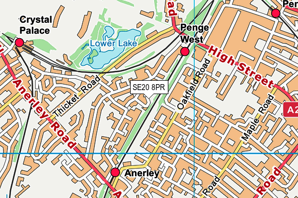 SE20 8PR map - OS VectorMap District (Ordnance Survey)