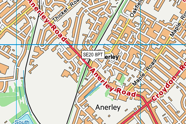 SE20 8PT map - OS VectorMap District (Ordnance Survey)