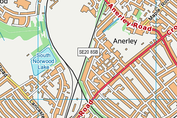 SE20 8SB map - OS VectorMap District (Ordnance Survey)