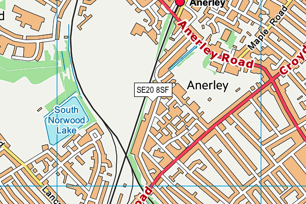 SE20 8SF map - OS VectorMap District (Ordnance Survey)