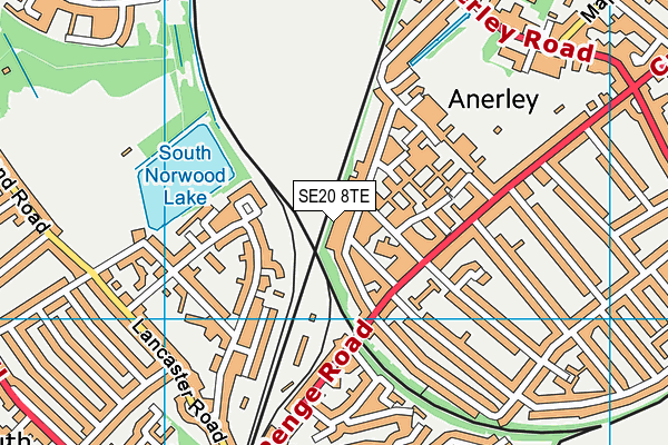 SE20 8TE map - OS VectorMap District (Ordnance Survey)