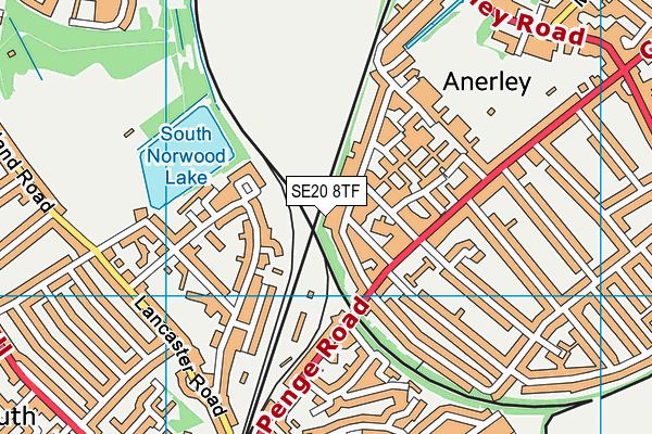 SE20 8TF map - OS VectorMap District (Ordnance Survey)