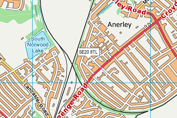 SE20 8TL map - OS VectorMap District (Ordnance Survey)