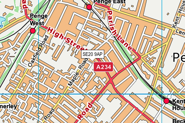 SE20 9AP map - OS VectorMap District (Ordnance Survey)