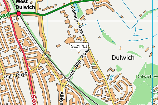 London Prep Dulwich (Mary Datchelor Playing Fields) map (SE21 7LJ) - OS VectorMap District (Ordnance Survey)