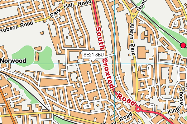 SE21 8BU map - OS VectorMap District (Ordnance Survey)
