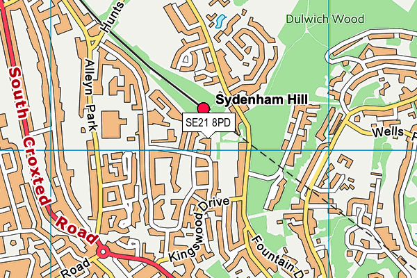 SE21 8PD map - OS VectorMap District (Ordnance Survey)