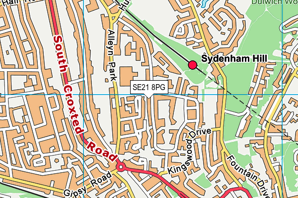 SE21 8PG map - OS VectorMap District (Ordnance Survey)