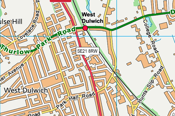 SE21 8RW map - OS VectorMap District (Ordnance Survey)