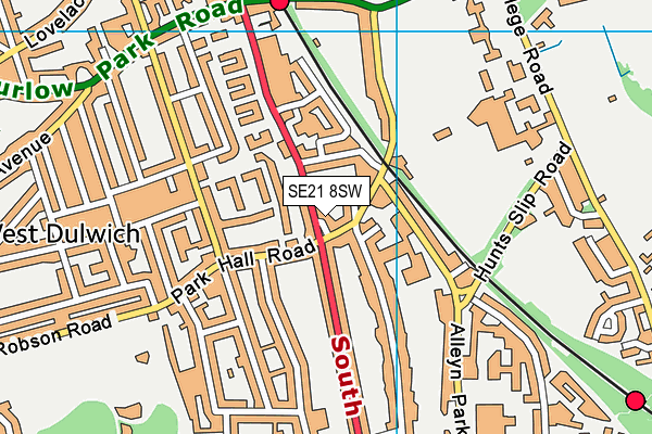 SE21 8SW map - OS VectorMap District (Ordnance Survey)
