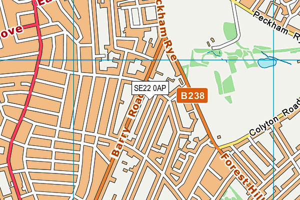 SE22 0AP map - OS VectorMap District (Ordnance Survey)