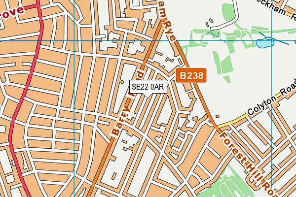 SE22 0AR map - OS VectorMap District (Ordnance Survey)