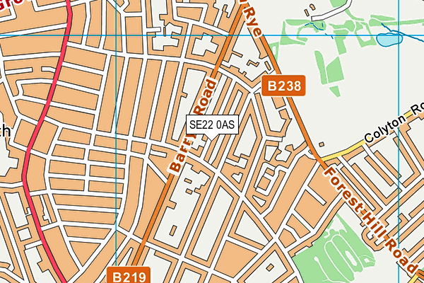 SE22 0AS map - OS VectorMap District (Ordnance Survey)