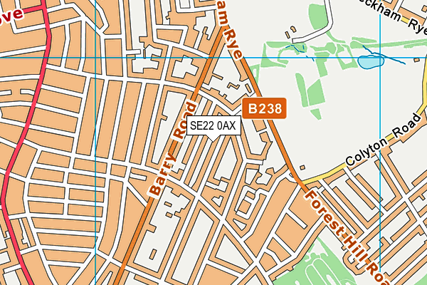 SE22 0AX map - OS VectorMap District (Ordnance Survey)