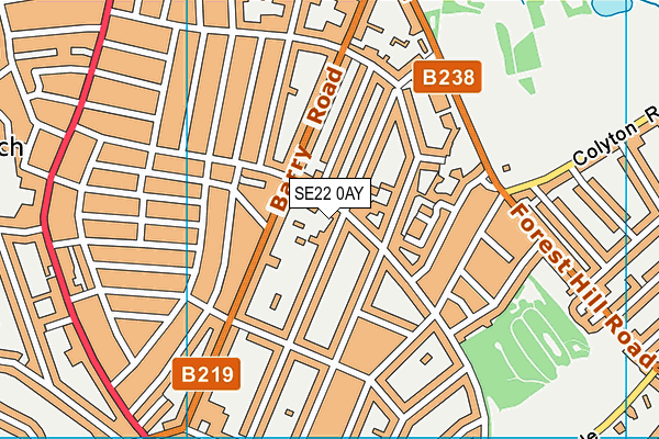 SE22 0AY map - OS VectorMap District (Ordnance Survey)
