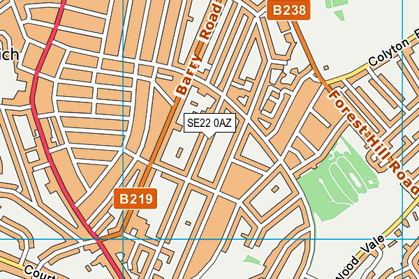 SE22 0AZ map - OS VectorMap District (Ordnance Survey)