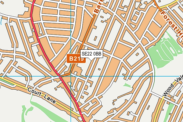 SE22 0BB map - OS VectorMap District (Ordnance Survey)