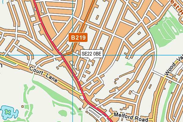 SE22 0BE map - OS VectorMap District (Ordnance Survey)