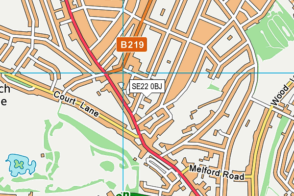 SE22 0BJ map - OS VectorMap District (Ordnance Survey)