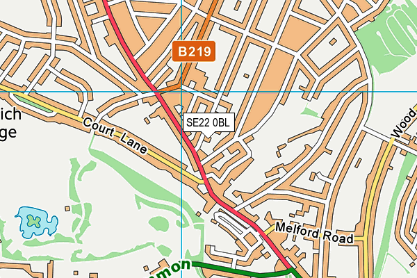 SE22 0BL map - OS VectorMap District (Ordnance Survey)