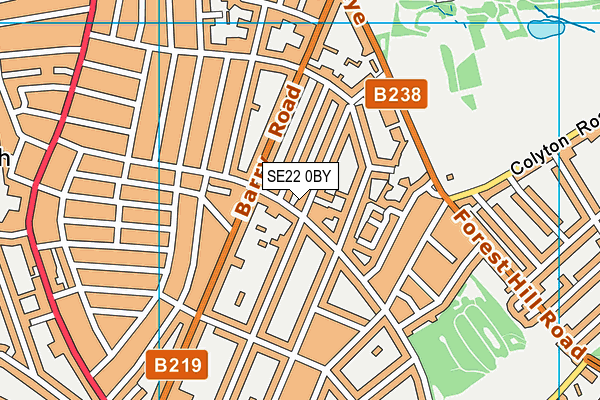 SE22 0BY map - OS VectorMap District (Ordnance Survey)