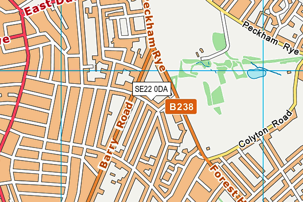 SE22 0DA map - OS VectorMap District (Ordnance Survey)