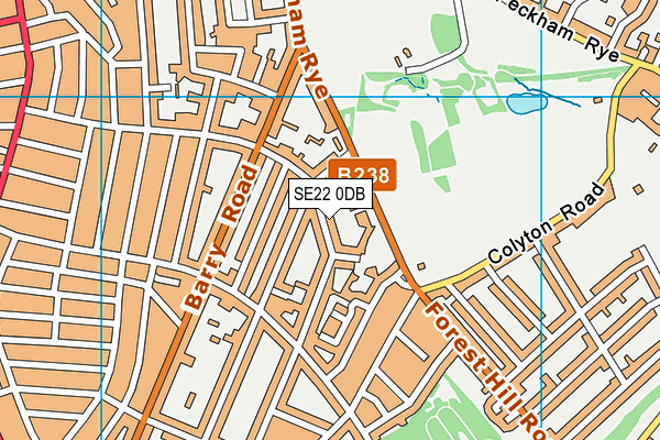 SE22 0DB map - OS VectorMap District (Ordnance Survey)
