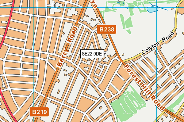 SE22 0DE map - OS VectorMap District (Ordnance Survey)