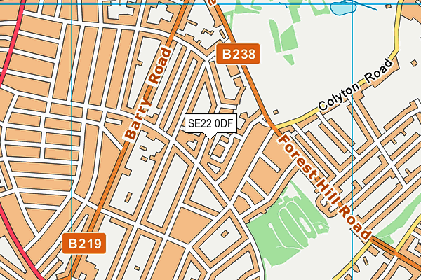 SE22 0DF map - OS VectorMap District (Ordnance Survey)