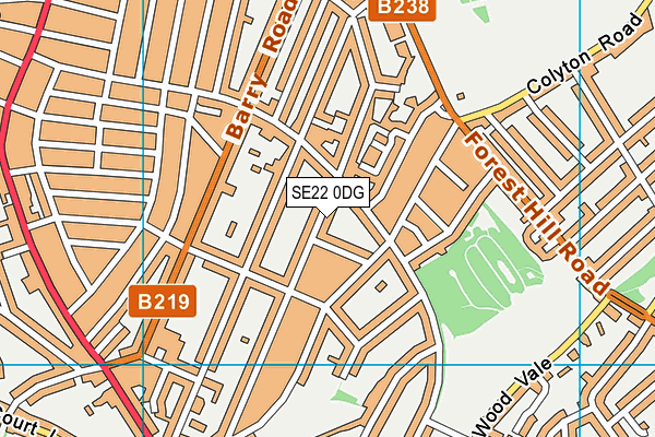 SE22 0DG map - OS VectorMap District (Ordnance Survey)