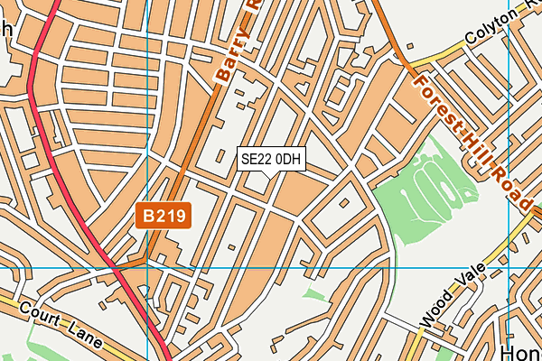 SE22 0DH map - OS VectorMap District (Ordnance Survey)