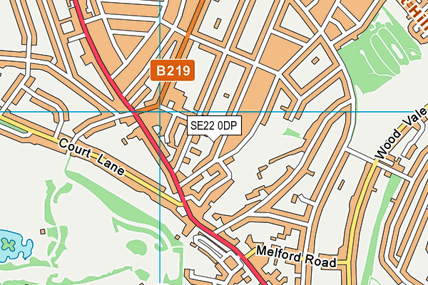 SE22 0DP map - OS VectorMap District (Ordnance Survey)