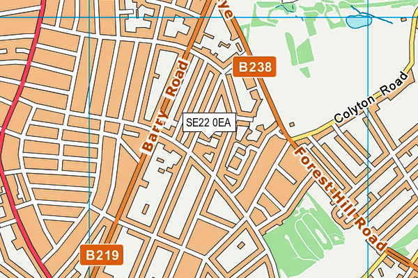 SE22 0EA map - OS VectorMap District (Ordnance Survey)