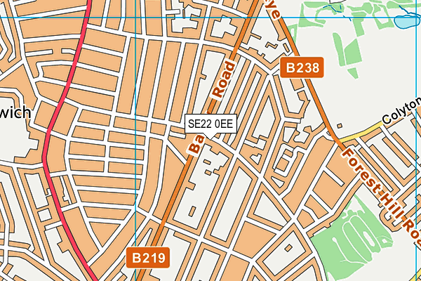 SE22 0EE map - OS VectorMap District (Ordnance Survey)