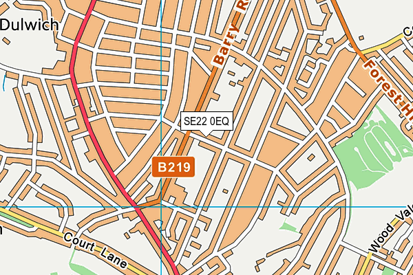 SE22 0EQ map - OS VectorMap District (Ordnance Survey)