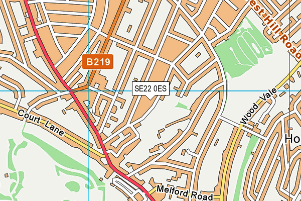 SE22 0ES map - OS VectorMap District (Ordnance Survey)