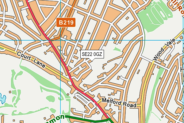 SE22 0GZ map - OS VectorMap District (Ordnance Survey)