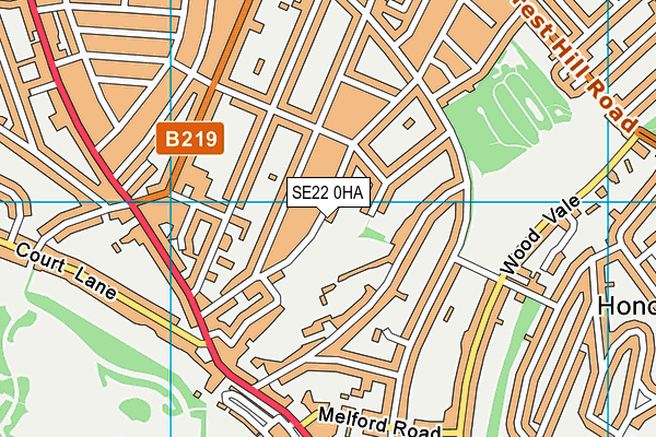 SE22 0HA map - OS VectorMap District (Ordnance Survey)