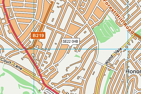 SE22 0HB map - OS VectorMap District (Ordnance Survey)