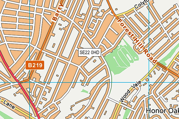 SE22 0HD map - OS VectorMap District (Ordnance Survey)