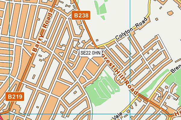SE22 0HN map - OS VectorMap District (Ordnance Survey)