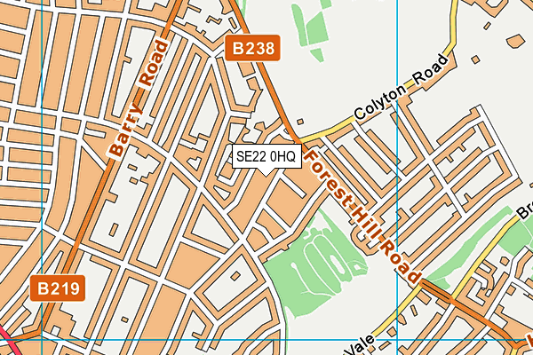 SE22 0HQ map - OS VectorMap District (Ordnance Survey)
