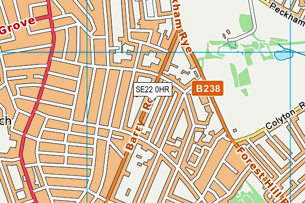 SE22 0HR map - OS VectorMap District (Ordnance Survey)