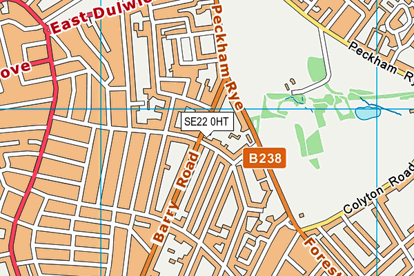 SE22 0HT map - OS VectorMap District (Ordnance Survey)