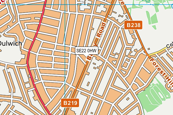 SE22 0HW map - OS VectorMap District (Ordnance Survey)